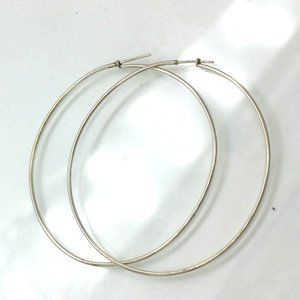 925 STERLING vintage large hoop EARRINGS diamond cut 4.5 grams  2 1/4"